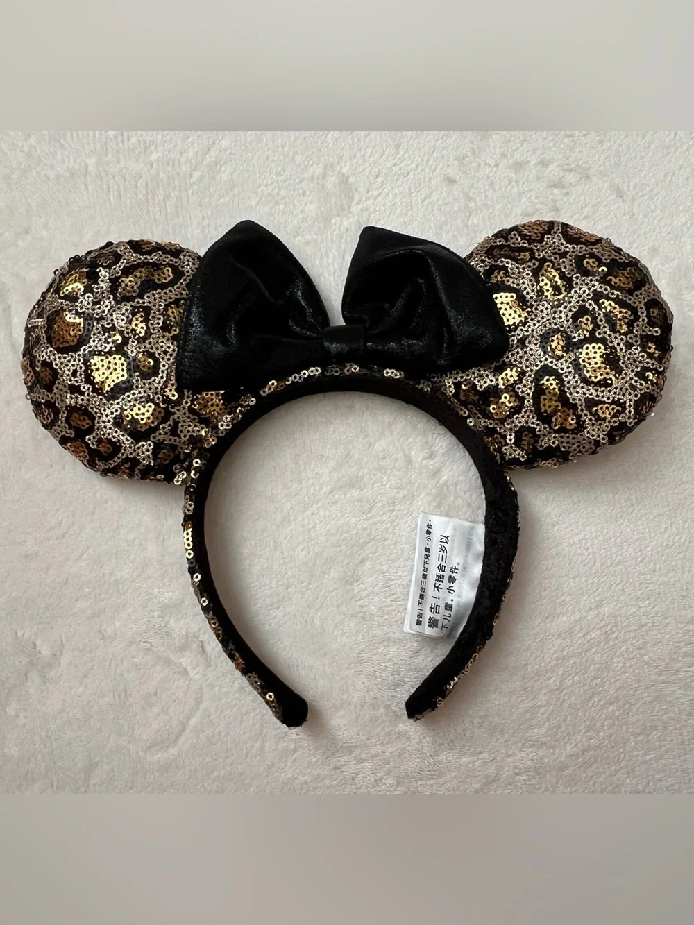 RARE Disney Loungefly Leopard Sequin Mickey Mini Backpack with Ears Headband Set